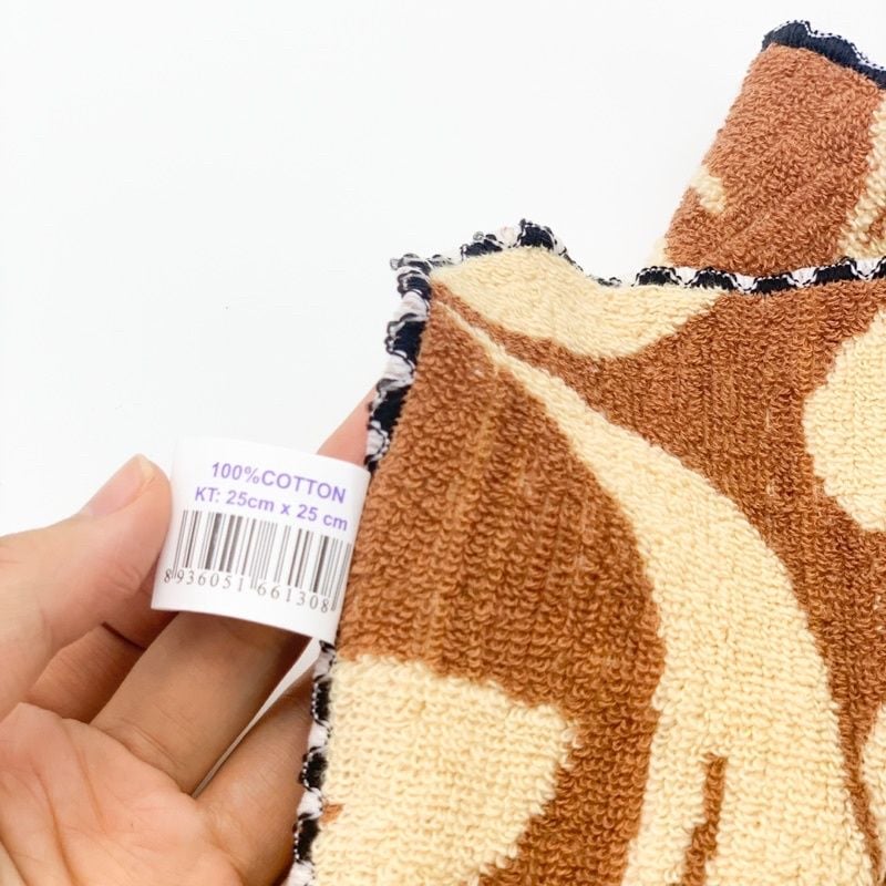  Khăn Lau Đa Năng Hình Vuông SZ 25x25cm KIBA Hoa Văn, Chất Cotton 100% Thấm Hút, Bền Màu, Kích Thước Nhỏ Gọn, Tiện Lợi 