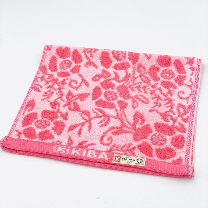  Khăn Mặt KIBA Họa Tiết Hoa Hồng Dây Cỡ Bé 28x48cm, Chất Cotton Êm, Mềm, Dày Dặn Thấm Hút Tốt, An Toàn Cho Da 