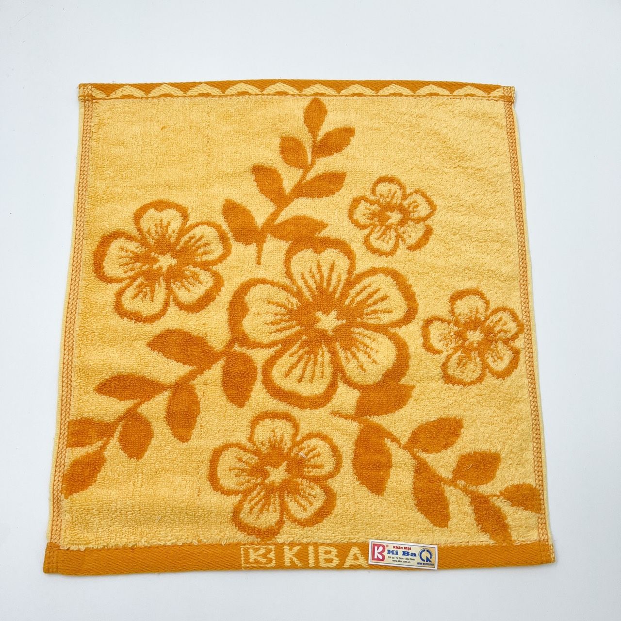  Khăn Mặt Vuông KIBA Cỡ 34x34cm,Chất Liệu Cotton Dày Dặn, Thấm Hút Tốt, Họa Tiết Hoa Mai Nhiều Màu 