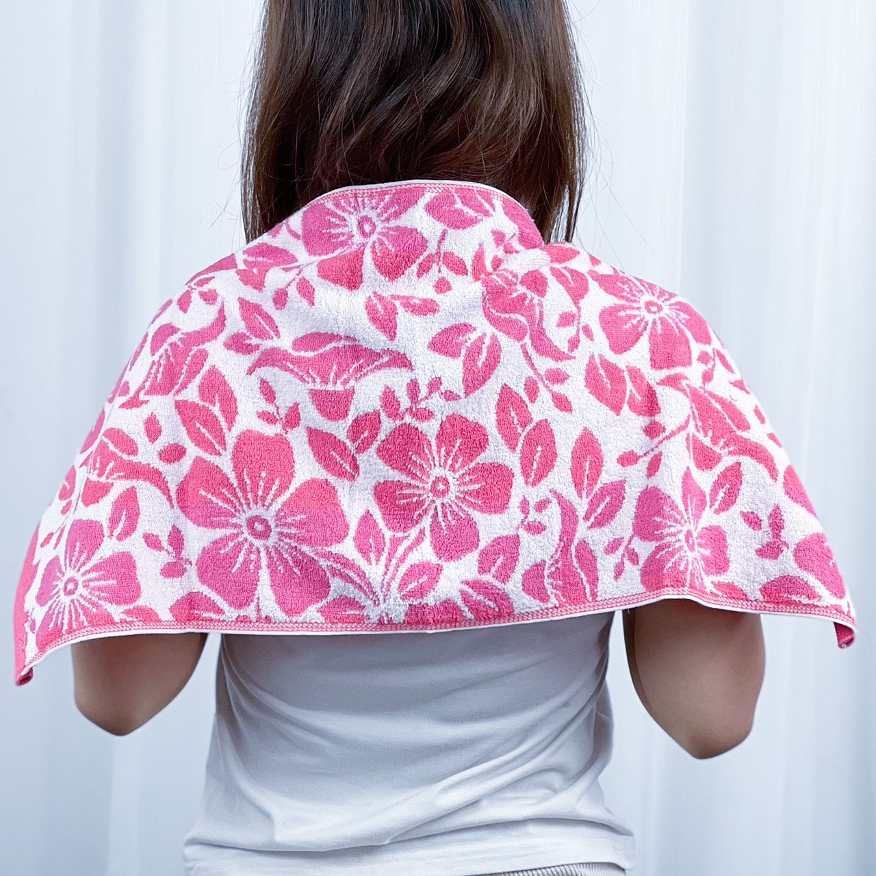  Khăn Gội Đầu, Khăn Lau Tóc, Quấn Tóc KIBA  KT 34cm x 75cm Họa Tiết Hoa 5 Cánh, Chất Cotton Dày Dặn, Êm Mềm, Thấm Hút Tốt 