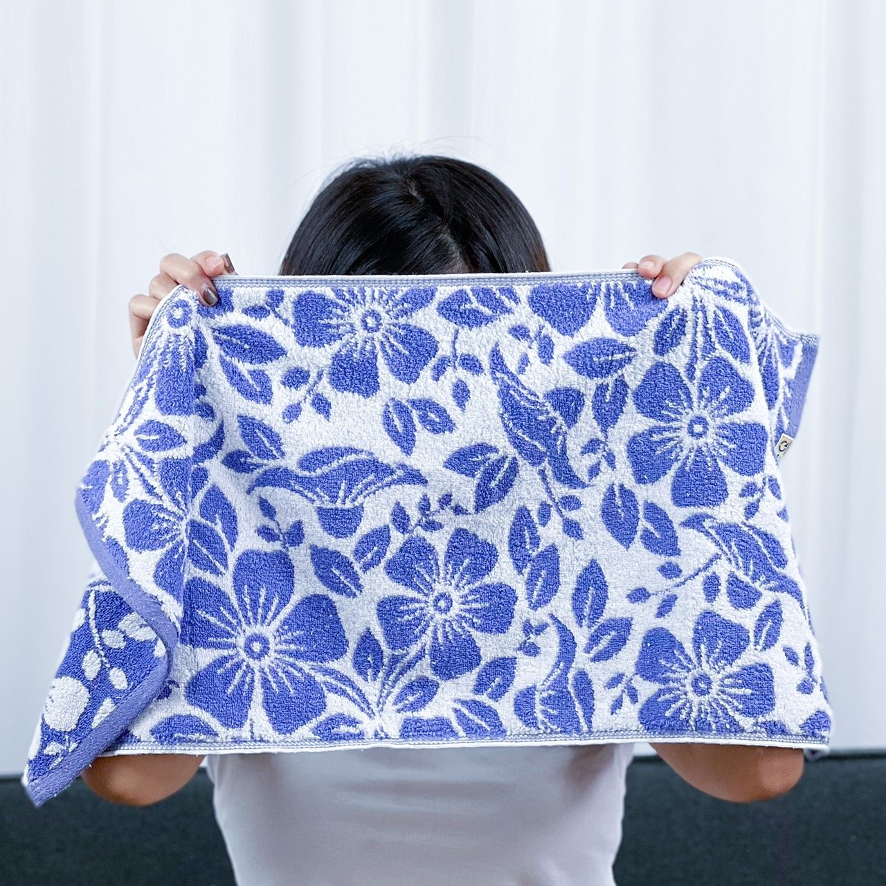  Khăn Gội Đầu, Khăn Lau Tóc, Quấn Tóc KIBA  KT 34cm x 75cm Họa Tiết Hoa 5 Cánh, Chất Cotton Dày Dặn, Êm Mềm, Thấm Hút Tốt 