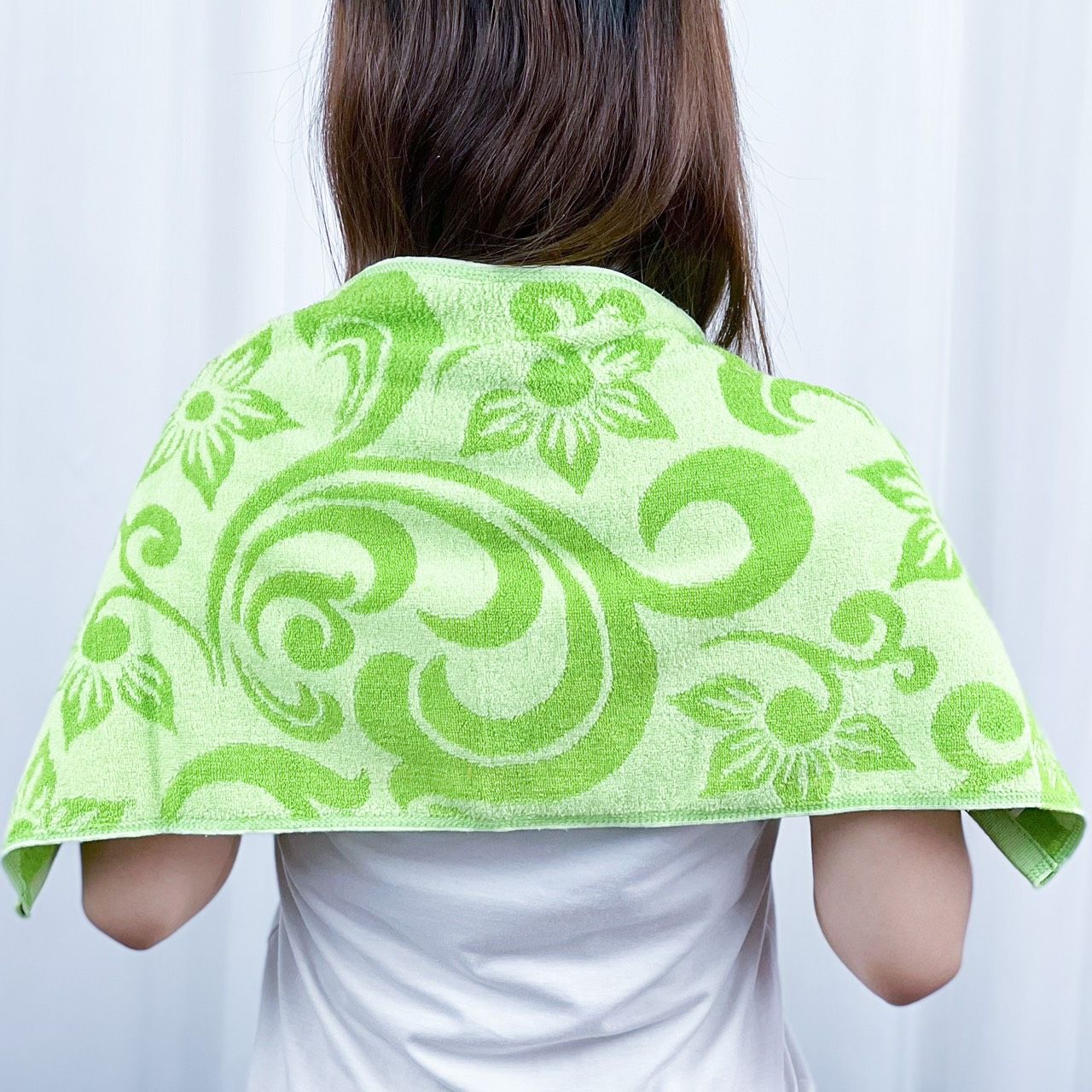  Khăn Gội Đầu, Khăn Lau Tóc, Quấn Tóc KIBA KT 34cm x 75cm Họa Tiết Sóng, Chất Cotton Dày Dặn, Êm Mềm, Thấm Hút Tốt 