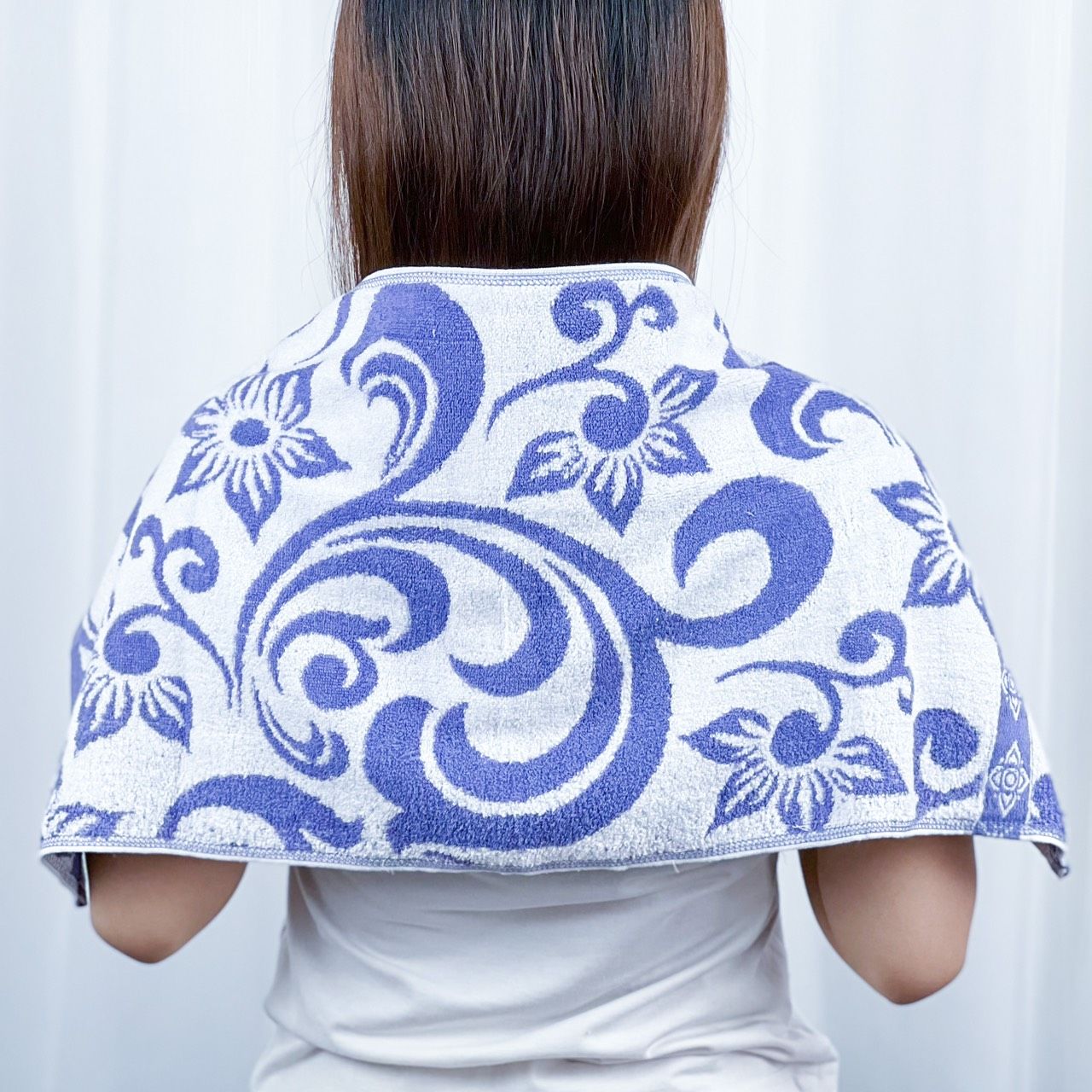  Khăn Gội Đầu, Khăn Lau Tóc, Quấn Tóc KIBA KT 34cm x 75cm Họa Tiết Sóng, Chất Cotton Dày Dặn, Êm Mềm, Thấm Hút Tốt 