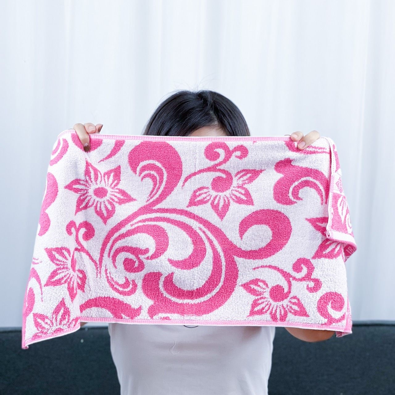  Khăn Gội Đầu, Khăn Lau Tóc, Quấn Tóc KIBA KT 34cm x 75cm Họa Tiết Sóng, Chất Cotton Dày Dặn, Êm Mềm, Thấm Hút Tốt 