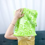  Khăn Gội Đầu, Khăn Lau Tóc, Quấn Tóc KIBA  KT 34cm x 75cm Họa Tiết Hoa Cầu, Chất Cotton Dày Dặn, Êm Mềm, Thấm Hút Tốt 