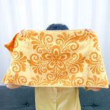  Khăn Gội Đầu, Khăn Lau Tóc, Quấn Tóc KIBA  KT 34cm x 75cm Họa Tiết Hoa Cầu, Chất Cotton Dày Dặn, Êm Mềm, Thấm Hút Tốt 