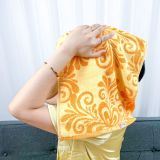  Khăn Gội Đầu, Khăn Lau Tóc, Quấn Tóc KIBA  KT 34cm x 75cm Họa Tiết Hoa Cầu, Chất Cotton Dày Dặn, Êm Mềm, Thấm Hút Tốt 