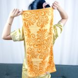  Khăn Gội Đầu, Khăn Lau Tóc, Quấn Tóc KIBA  KT 34cm x 75cm Họa Tiết Hoa Cầu, Chất Cotton Dày Dặn, Êm Mềm, Thấm Hút Tốt 