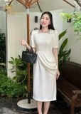  Đầm tiệc dáng ôm xếp ly sóng eo TFL817WHT 