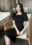  Đầm tiệc dáng ôm xếp ly sóng eo TFL817BLK 
