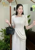  Đầm tiệc dáng ôm xếp ly sóng eo TFL817WHT 
