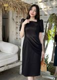  Đầm tiệc dáng ôm xếp ly sóng eo TFL817BLK 