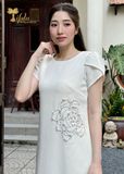  Đầm suông kết đá hoa hồng TFL943WHT 