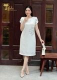  Đầm suông kết đá hoa hồng TFL943WHT 