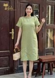  Đầm suông tơ linen thêu hoa TFL949GRN 