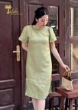  Đầm suông tơ linen thêu hoa TFL949GRN 