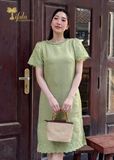  Đầm suông tơ linen thêu hoa TFL949GRN 