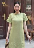  Đầm suông tơ linen thêu hoa TFL949GRN 