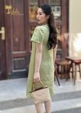  Đầm suông tơ linen thêu hoa TFL949GRN 