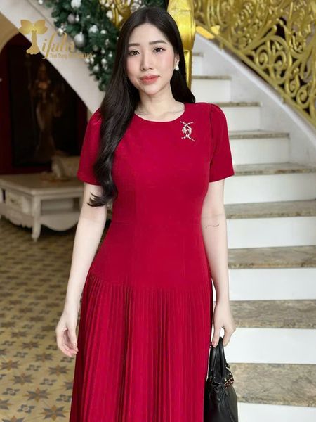  Đầm tiệc váy dập ly TFL725RED 