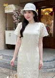  Đầm suông tơ linen thêu hoa TFL949CR 