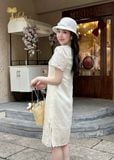  Đầm suông tơ linen thêu hoa TFL949CR 