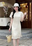  Đầm suông tơ linen thêu hoa TFL949CR 