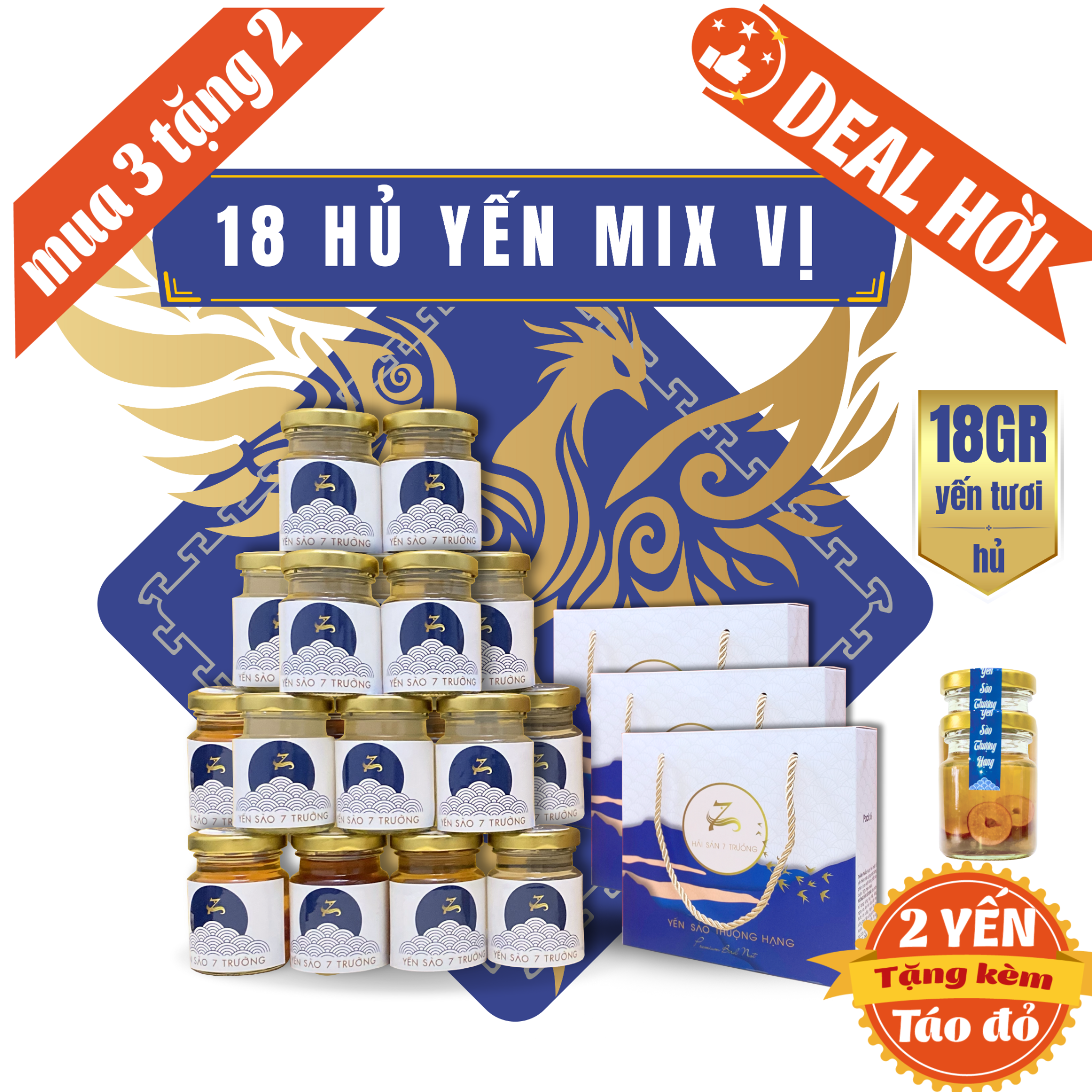  Deal Hời - Mua 3 tặng 2 - 18 hủ yến Mix Vị [Hủ 100ml] 