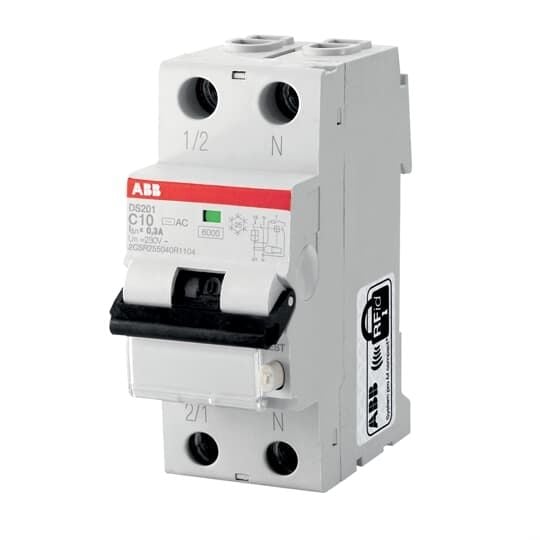  Cầu dao chống giật RCBO ABB 1P+N 6A 4.5KA 30MA DS201 L C6 AC30 