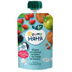 Trái cây nghiền FRUTO vị táo, dâu tây, mâm xôi, bánh quy yến mạch (90r)