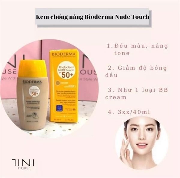 KEM CHỐNG NẮNG BIODERMA PHOTODERM NUDE TOUCH SPF50+ 40ML THAY KEM NỀN PHÙ HỢP MỌI LOẠI DA