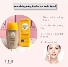 KEM CHỐNG NẮNG BIODERMA PHOTODERM NUDE TOUCH SPF50+ 40ML THAY KEM NỀN PHÙ HỢP MỌI LOẠI DA