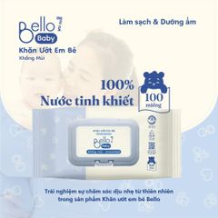 Khăn Ướt BELLO Baby Không Mùi (100 tờ)