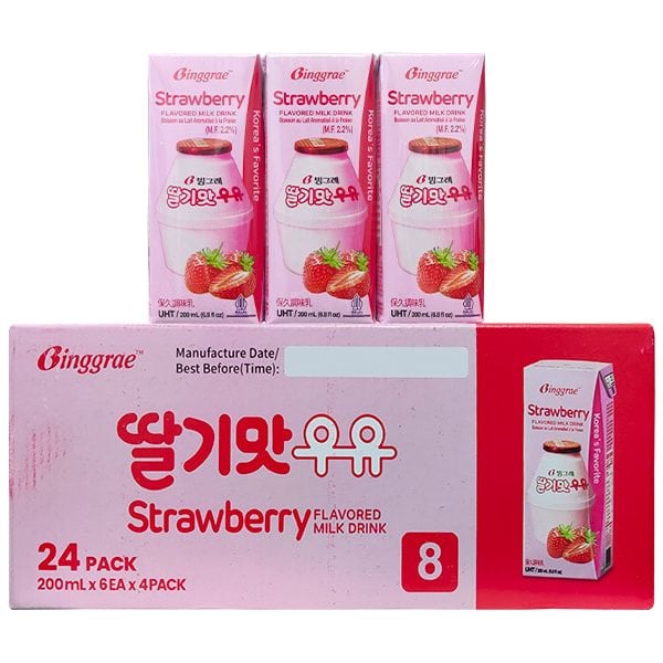 Sữa Binggrae Hàn Quốc Hương Vị Dâu (200ml x 6)