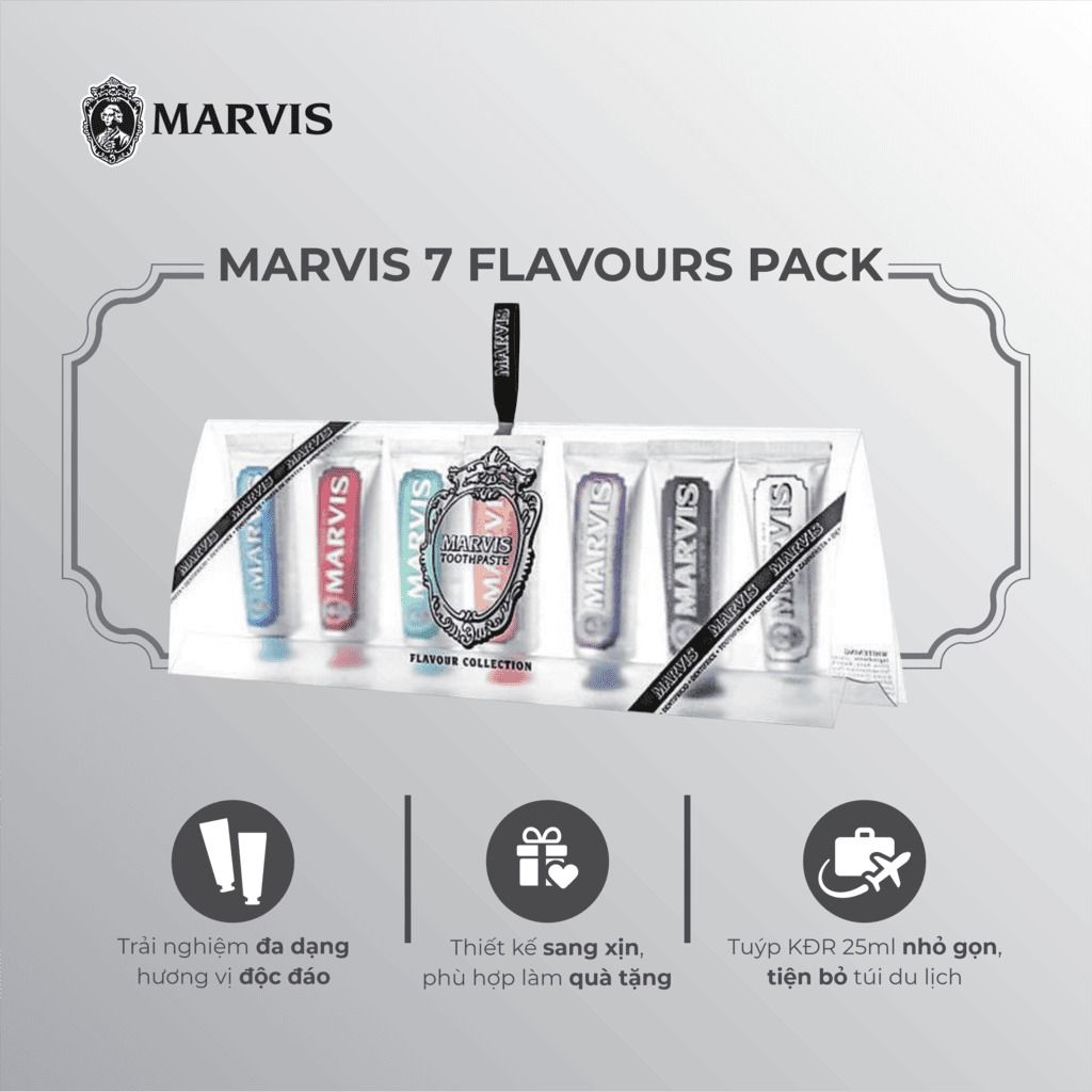 Set 7 Tuýp Kem Đánh Răng Marvis Travel With Flavour 25ml