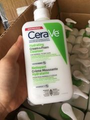 SỮA RỬA MẶT TẨY TRANG CERAVE DA KHÔ HYDRATING CREAM TO FOAM CLEANSER REMOVES MAKEUP 355ML