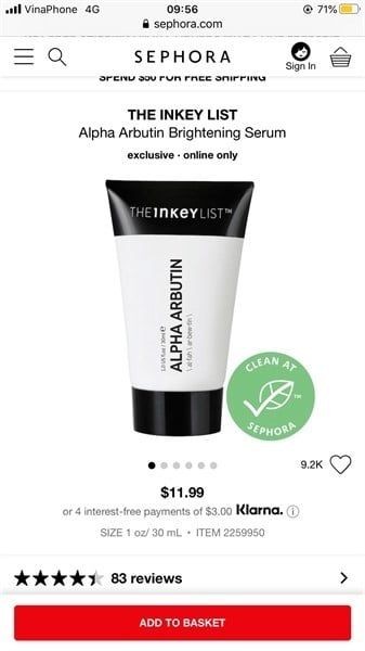 Serum Trắng Da The INKEY List Alpha Arbutin Serum 30ml