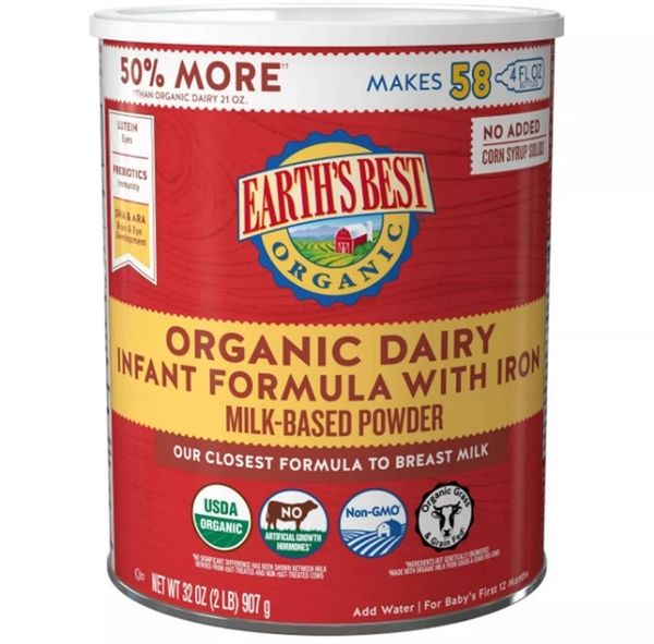 SỮA BỘT EARTH'S BEST ORGANIC INFANT FORMULA WITH IRON POWDER 907G MỸ