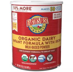 SỮA BỘT EARTH'S BEST ORGANIC INFANT FORMULA WITH IRON POWDER 907G MỸ