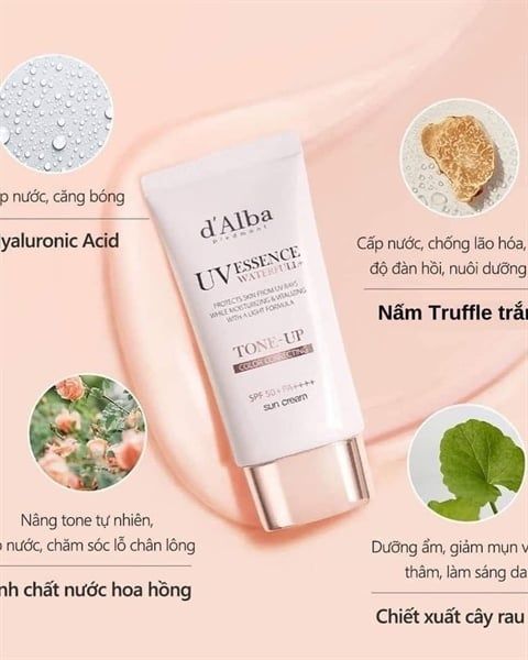 Kem Chống Nắng d’Alba UV Essence Waterfull+ Tone Up Color Correcting SPF50+ PA++++ (50ml)