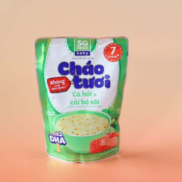 Cháo Tươi SG Food Vị Cá Hồi, Cải Bó Xôi (240g)