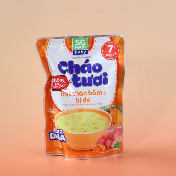Cháo Tươi SG Food Vị Thịt Thăn Bằm, Bí Đỏ (240g)