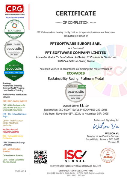  Tư vấn xếp hạng ECOVADIS 