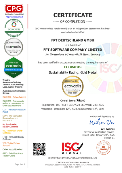  Tư vấn xếp hạng ECOVADIS 