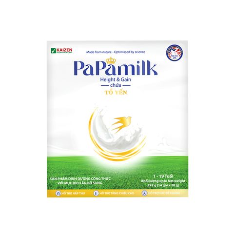 Sữa non tổ yến Papamilk Height & Gain giúp tăng cân tăng chiều cao cho Trẻ từ 1-19 tuổi - Hộp 14 Gói 