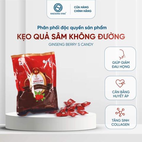  Kẹo Quả Sâm không đường Free Suger Ginseng Berry S candy 200g 