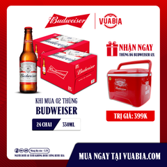 [FREESHIP] Bia Budweiser Combo 2 Thùng 24 Chai 330ml - Tặng 1 Thùng Đá Budweiser [Date 08/2025]