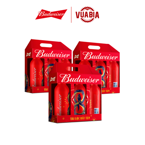Combo 3 Lốc 3 Chai Bia Budweiser Aluminum 355ml (Chào Xuân 2025) - QUÀ TẶNG KHÔNG BÁN