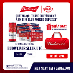 [FREESHIP] Bia Budweiser Sleek Combo 3 Thùng 24 Lon 330ml Phiên Bản FIFA Club World Cup 2025 - Tặng 1 Túi Du Lịch Budweiser