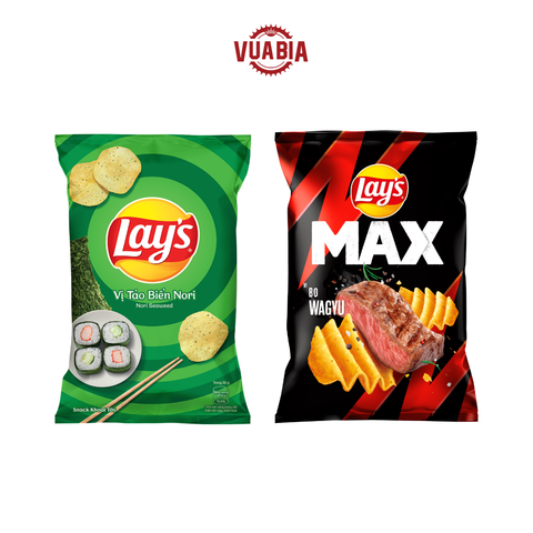 Combo 2 Gói Snack Lay’s Partypack - Lay’s Khoai Tây vị Tảo Biển 90g và Lay’s Max vị Bò Wagyu 75g - QUÀ TẶNG KHÔNG BÁN